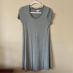 Green and White Striped T-shirt Dress (Size S)